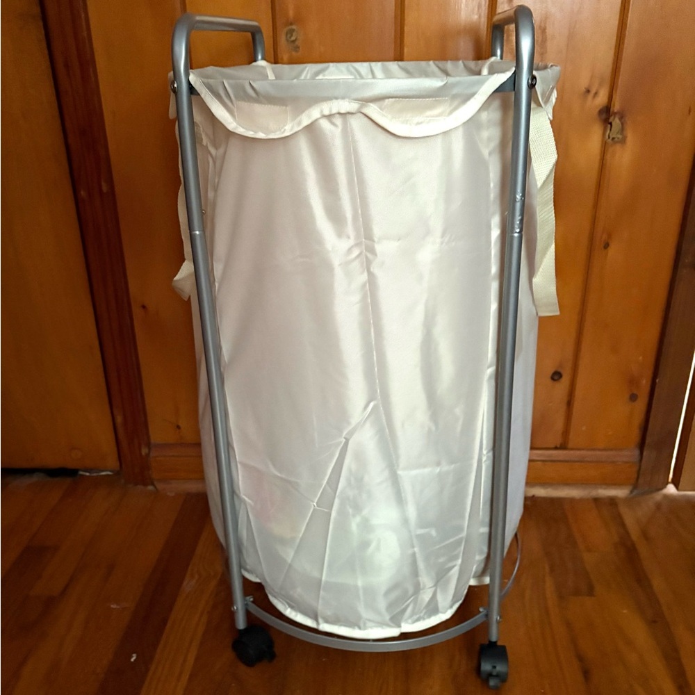Cream Laundry Hamper with Wheels